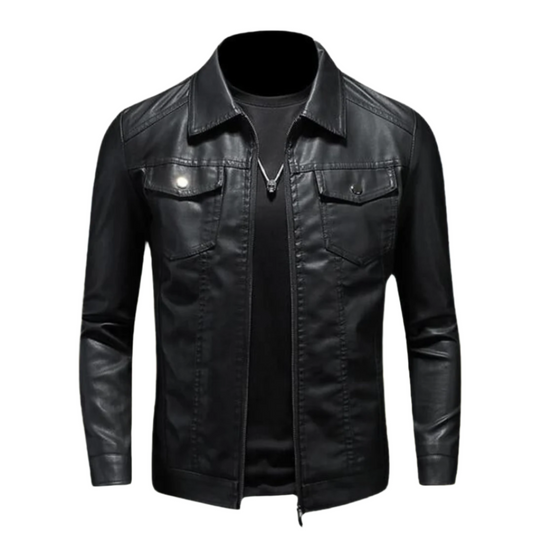 Men's Black Jacket with Zipper | Ideal for All Seasons