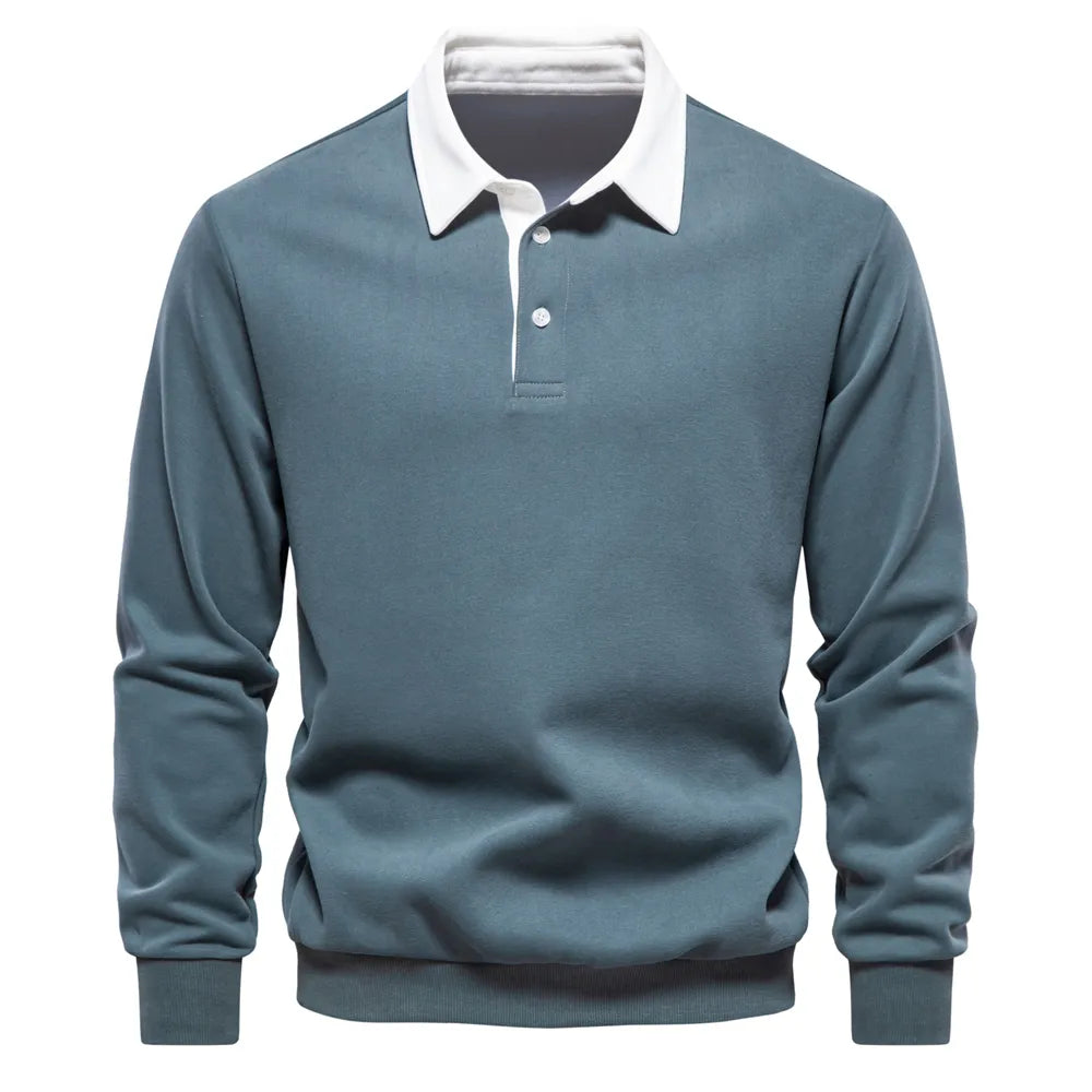 Men's Polo Sweater with Buttoned Collar | Ideal for Autumn/Winter