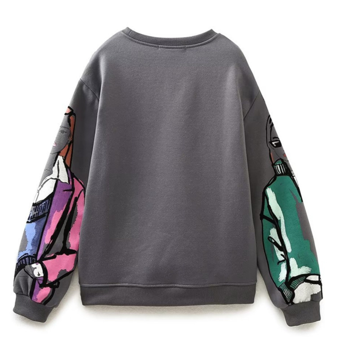 Women's Oversized Printed Sweater | Ideal for Autumn/Winter